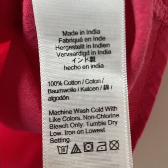 J.CREW Button Up Beach Shirt Women Large Cotton Voile Fuchsia Pink Relaxed BX621 - Picture 12 of 14